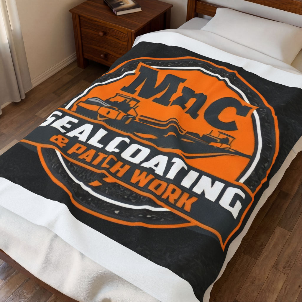 Sealcoating & Patch Work Logo Velveteen Plush Blanket — MnC Pavement Crew Gift