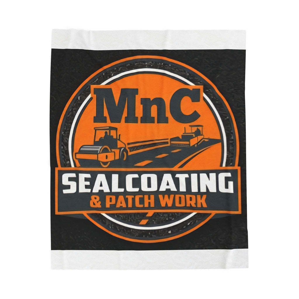Sealcoating & Patch Work Logo Velveteen Plush Blanket — MnC Pavement Crew Gift